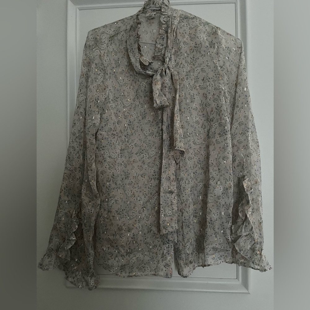 River Island Floral Blouse with neck tie